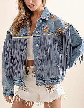 ジャケット・アウター ALEXIA STAM Fringe Hem Denim Jacket S Dark Denim Fringe Jacket | Stetson